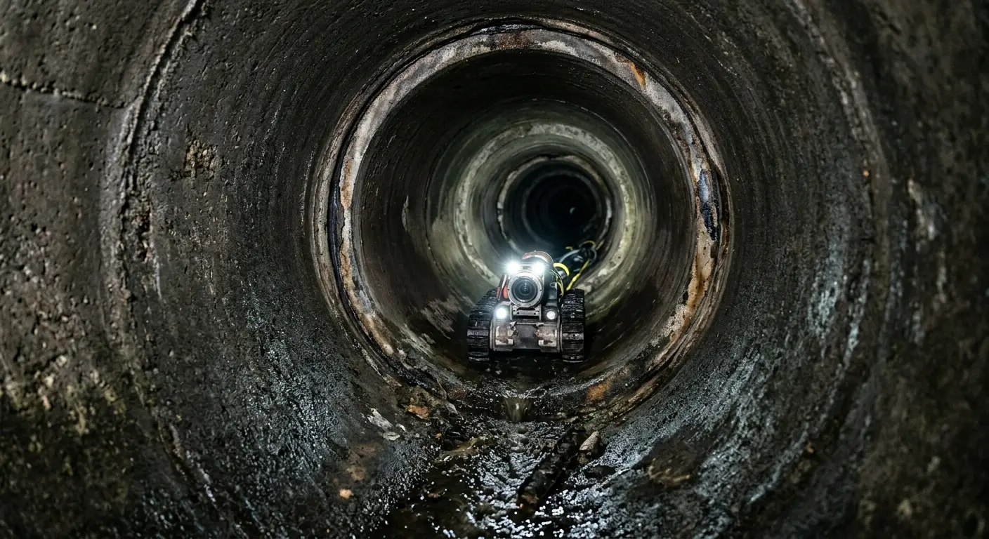 Robotic sewer camera inspecting pipe interior for Sewer Line Cleaning in Miramar